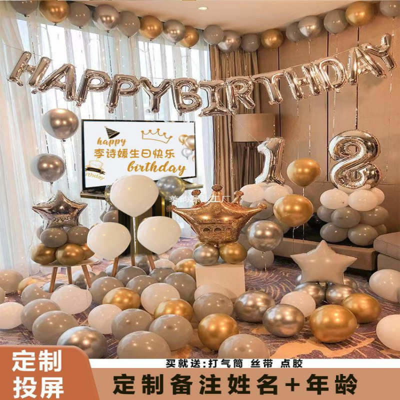 生日快乐布置气球派对18岁成人礼女孩男孩场景布置装饰用品背景墙