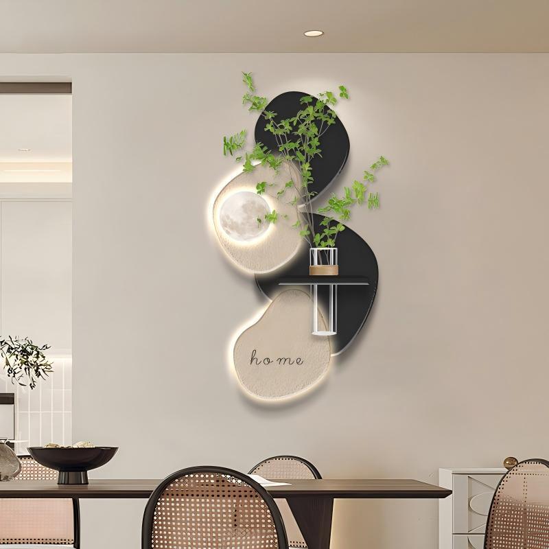 奶油风水培绿植客厅装饰画餐厅走廊过道墙面挂画实木雕刻壁画