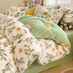 冬季 双面绒三件套 新款 牛奶绒四件套加厚保暖珊瑚绒床单被套床笠款