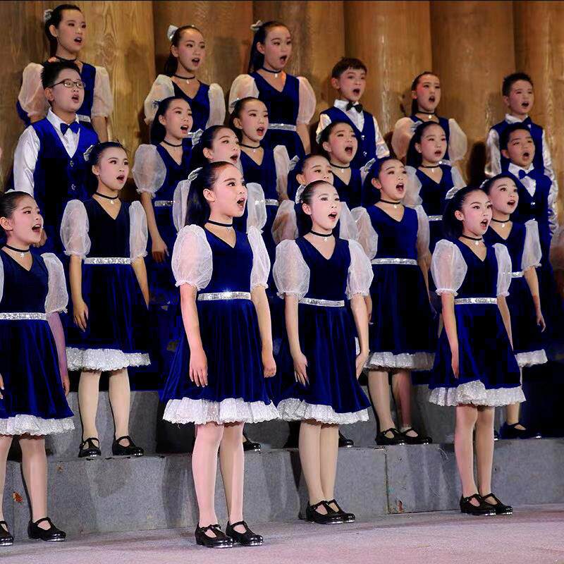 六一儿童合唱演出服女童舞蹈礼服裙主持人小学生男童朗诵表演服装