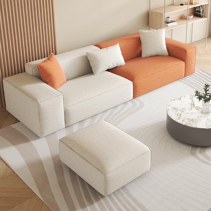 奶油风沙发1022#简约沙三人现位发小户型客厅家具豆腐代块拼色布