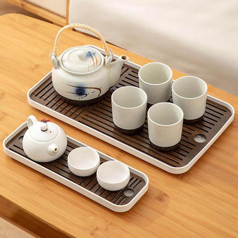 家用茶盘双层客厅茶几茶壶茶杯塑料托盘功夫茶具套装沥水盘放杯架