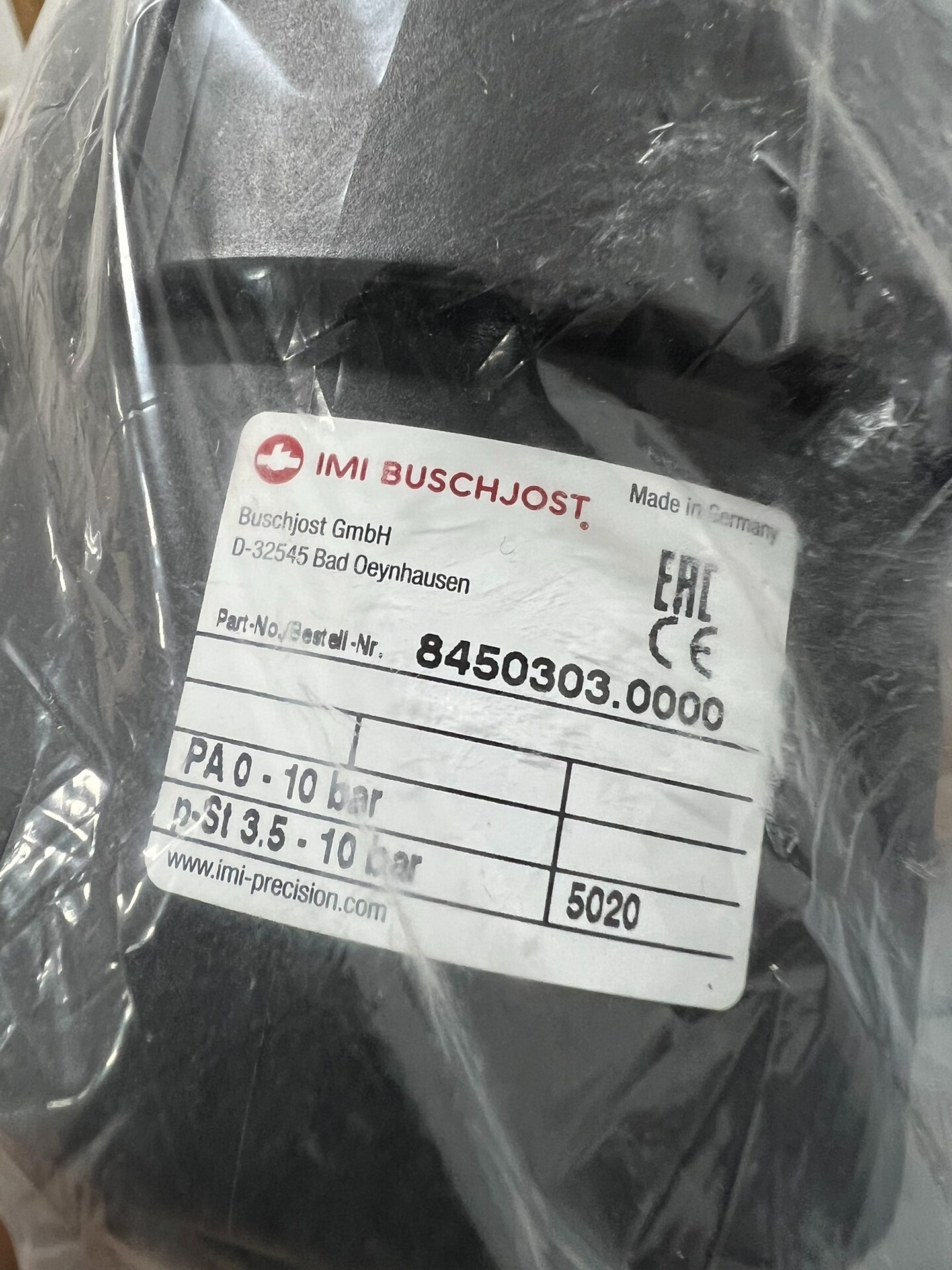 原装宝硕BUSCHJOST角座阀8450303