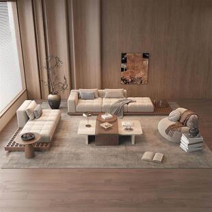 需定制侘寂风中古风宋氏美学实木沙发客厅会所酒店大堂接待沙发布