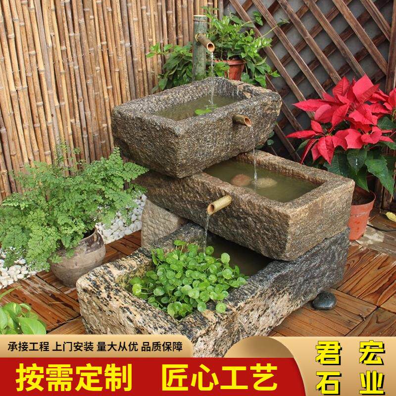 农村老石槽水槽阳台户外洗手盆水景青石牛槽马槽猪槽花盆景观石槽