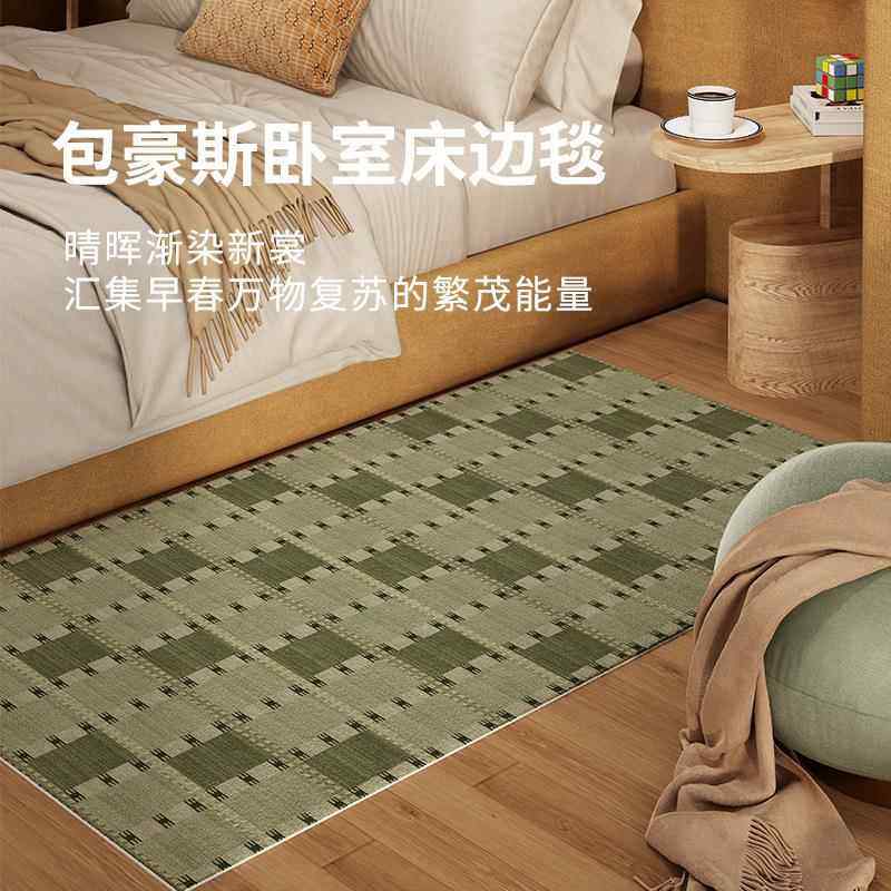 英伦风卧室床边毯耐脏防水防污易打理防滑毯家用仿羊绒客厅地毯