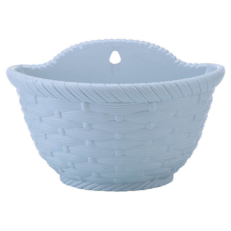 吊兰阳台壁挂式塑料悬挂花盆 绿萝挂墙壁藤编风格加厚挂盆