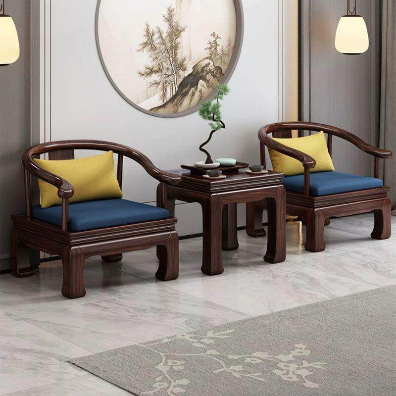 新中式乌金木实木圈椅皇宫椅单人太师椅三件套会客主人靠背茶椅凳