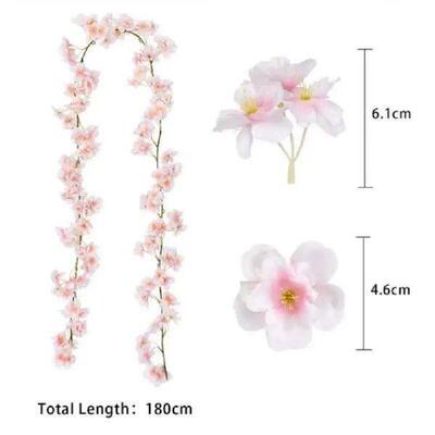 1.8m Artificial Flowers Cherry Blossom Sakura Garland Silk