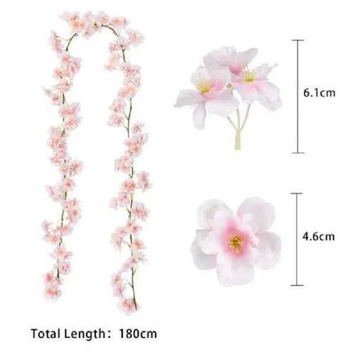 1.8m Artificial Flowers Cherry Blossom Sakura Garland Silk