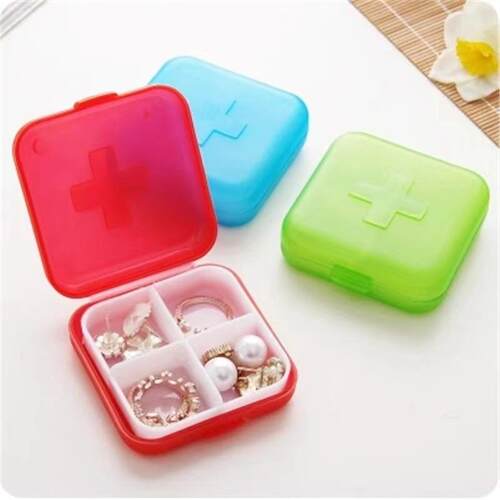 Creative Travel Portable Sealed Pill Box, Plastic 4-Compartm