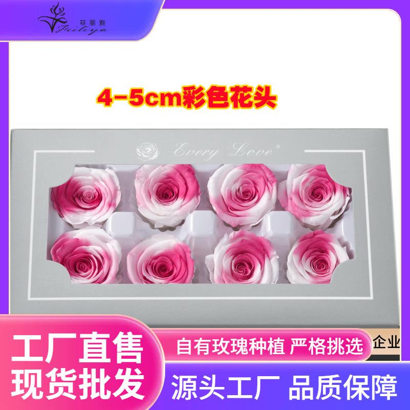 永生花玫瑰花头彩色4-5cm8朵A级diy花材礼盒情人节礼品花束