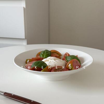 Tuxton中式炒菜盘子沙拉盘盖饭盘家用斗笠浅汤盘白色简约实用菜盘