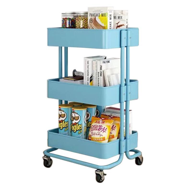 家用碳钢4层收纳架多功能可移动厨房配菜置物架小推车置物架