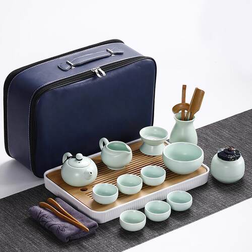 高档定窑旅行夫茶具小套装一公壶四杯可携式功包户外家用简约办壶