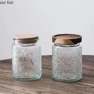 Glass Storage Tanks Sealed Cans Wooden Lids Snack Candy
