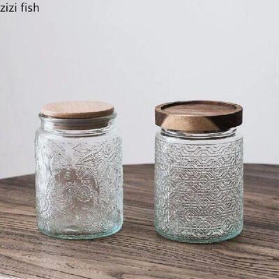 Glass Storage Tanks Sealed Cans Wooden Lids Snack Candy