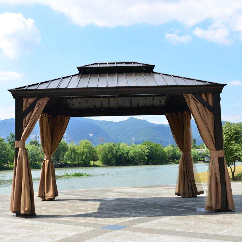 户外遮阳棚铝合金镀锌凉亭别墅庭院休闲罗马帐棚农家乐商用防雨棚