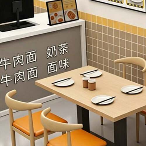 商用快餐桌椅面馆饭店早餐餐饮螺狮粉小吃奶茶甜品店烧烤桌椅组合