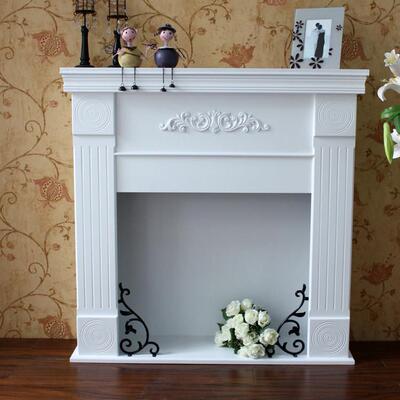 新象牙白色咖啡棕色欧洲田园家具地中海墙框架白色壁炉装饰柜闪购
