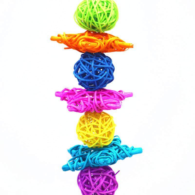 鹦鹉藤球鸟玩具五角星抓啃玩具木啃咬玩具鹦鹉 秋千站架站杠云梯