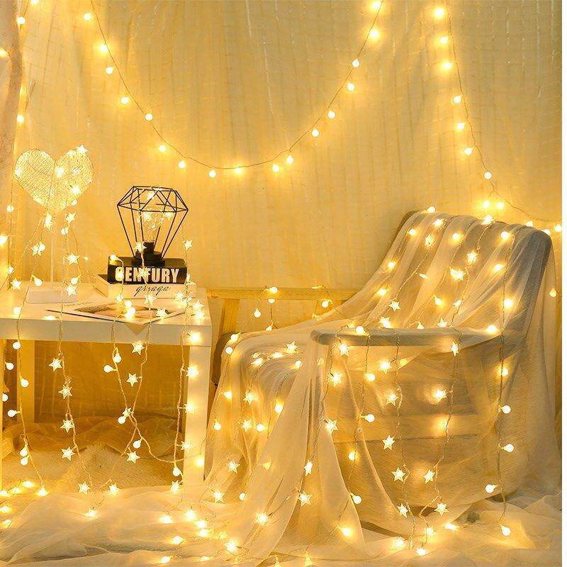 发光小灯串露营挂树上的彩灯不插电电池款led帐篷露营灯泡闪串灯