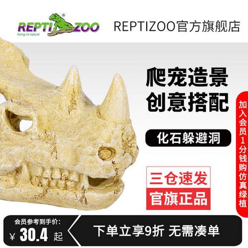 瑞皮Reptizoo爬虫树脂躲避屋造景爬宠化石彷真动物头骨装饰摆饰