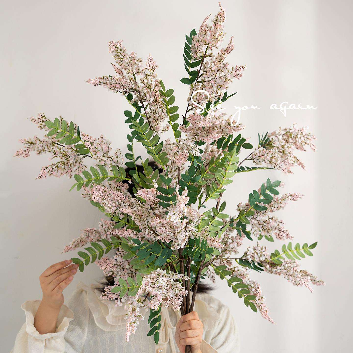 假花仿真花摆设轻奢高端槐花高级感逼真法式花束民宿餐桌装饰摆件
