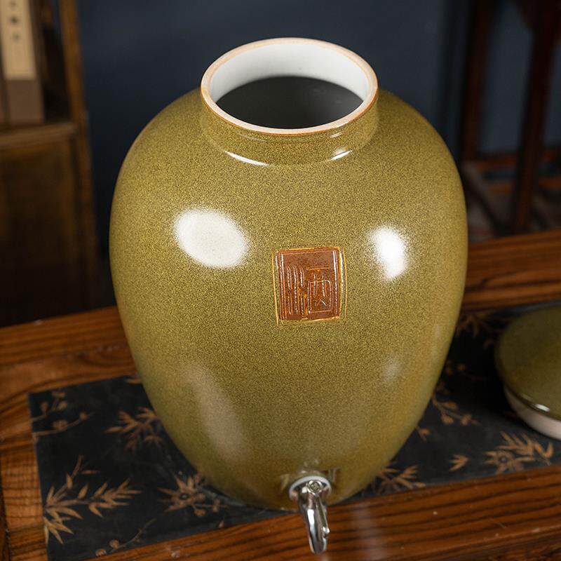 景德镇陶瓷复古酒坛子酒缸酒罐10斤20/30/50/100密封泡酒瓶带龙头