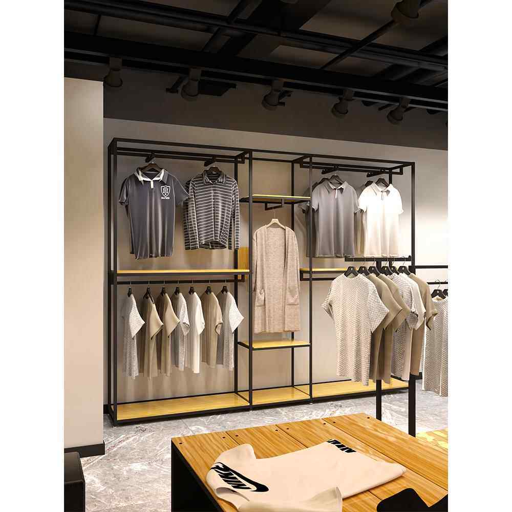 服装店展示架落地式双层陈列架挂衣架子男女装店铺童装轻奢展示架