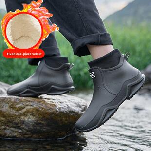 2025新款 防雨水鞋 下雨天防水防滑鞋 套反覆使用短款 男士 鞋 新型雨鞋