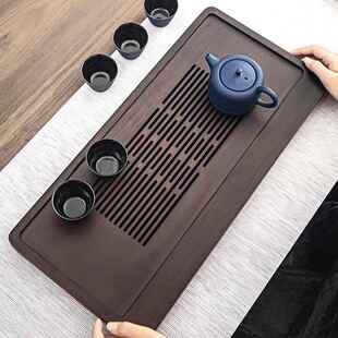 20220茶胡桃色家用沥水茶竹盘台现代简约储水排茶海干泡 长方制SY