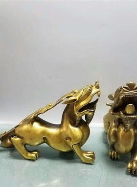 黄铜貔貅黄铜蝙蝠貔貅家居客厅办公室金属工艺品摆件