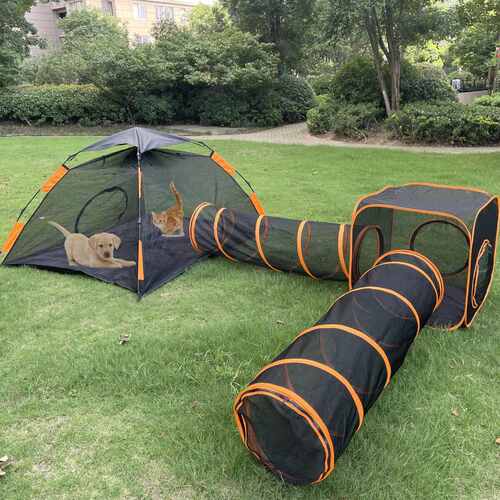新款四件套宠物笼子猫狗游戏隧道随意组合套装可折叠便携宠物帐篷