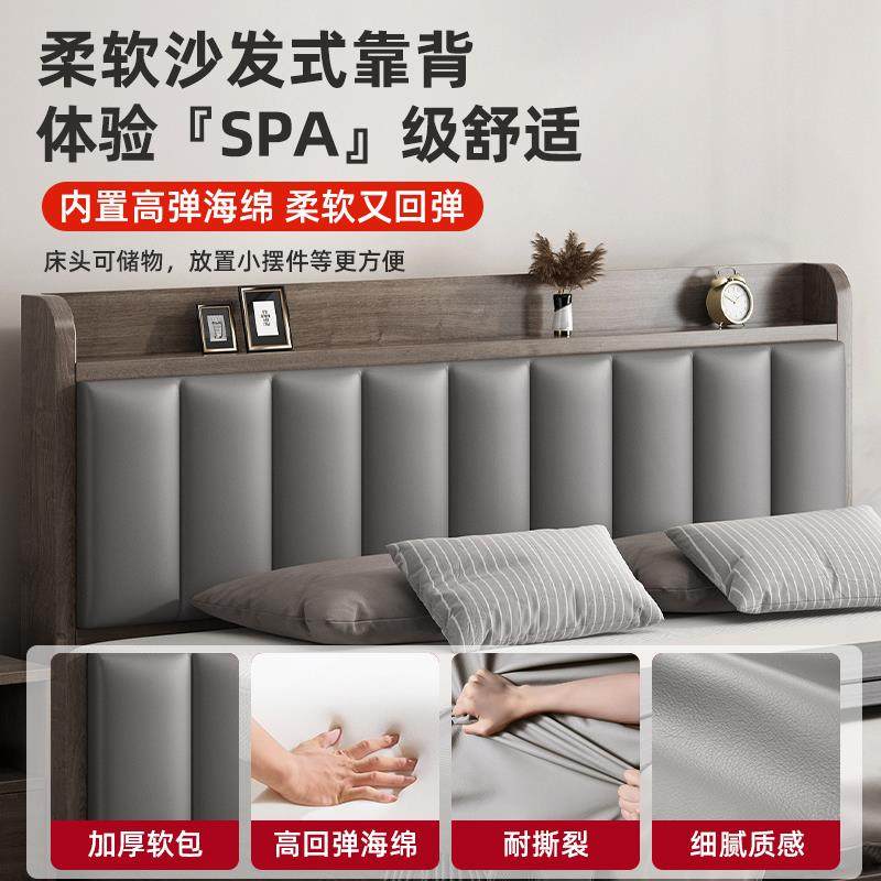 W1TR1实木床现代简约1.5米双人床家用.床LFE8新款储物出租房用床