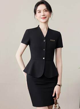 短袖西装套装女夏季薄款职业装气质酒店珠宝店餐饮经理正装工作服