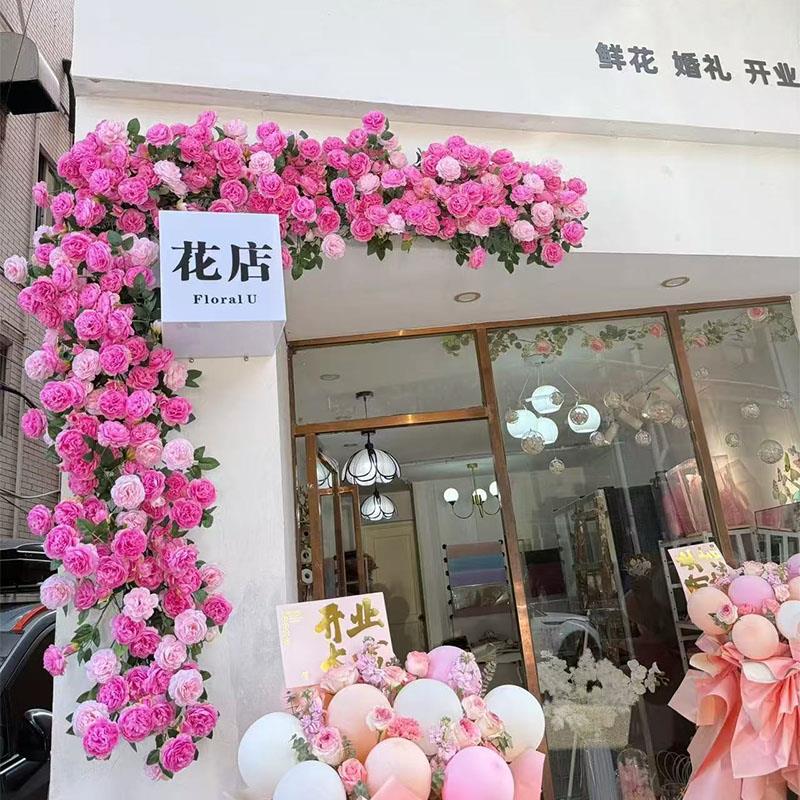 门头装饰假花室内外挂壁花艺橱窗彷真花布置网红打卡墙设计牡丹花