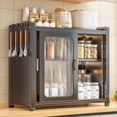 厨房调料品置物架多功能台面带盖子防尘防锈调料收纳柜子置物柜家