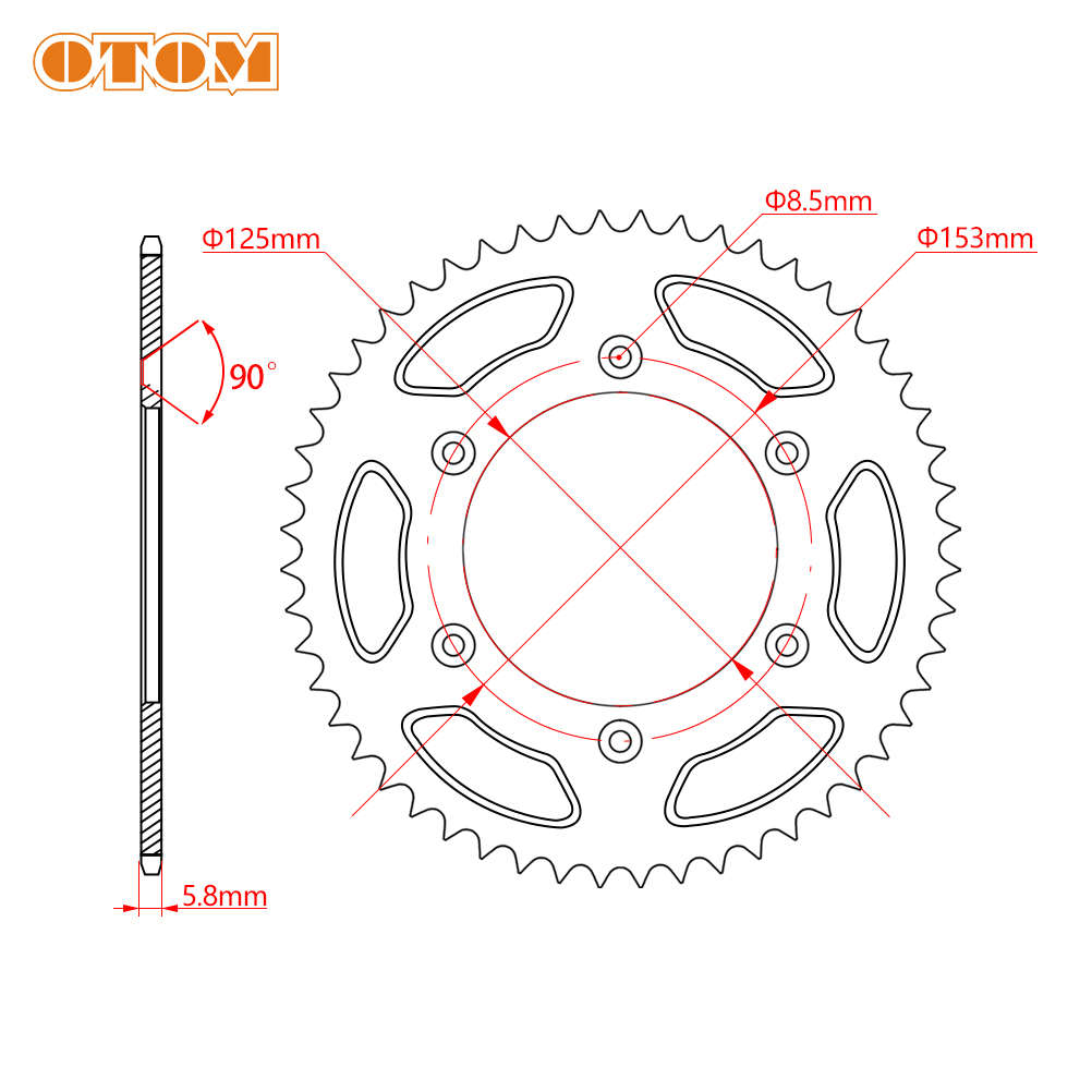 适用CRF250450后链盘大飞牙盘齿轮正林华阳MX6极盗者泰坦北海贵尊