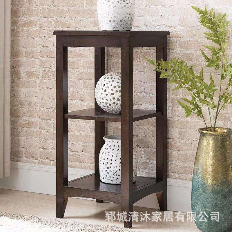 优木家具全实木花架橡木展示架实木组合落地胡桃色五层隔板展示架