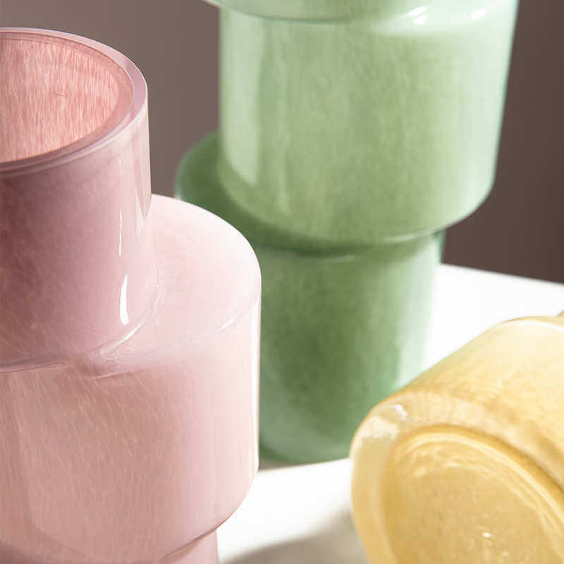 北欧创意艺术不规则绿色粉色花瓶玻璃轻奢插花异形花器样板房摆件,家居饰品,花瓶,淘宝优惠券,粉丝福利购,淘宝优惠卷