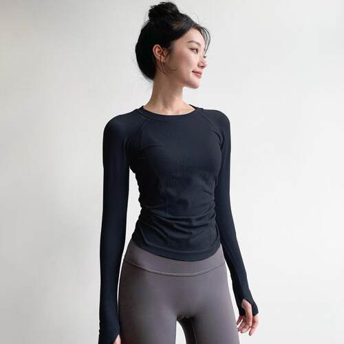 Yoga suit top for women, round neck, tight fitting,