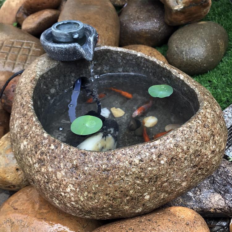 天意然鹅卵石流美水摆件室内招财中式转石SOP禅石运来运转小庭院