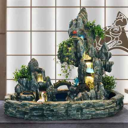 风LIB大型假山水喷泉水轮流鱼缸摆件户外墅别花园庭院鱼池造景招