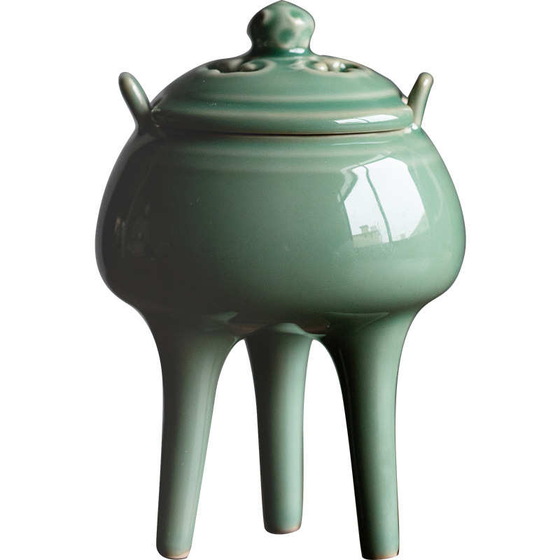 山鼎  陶瓷香炉功夫茶具茶桌摆件日式禅意香薰炉茶道配件高端香炉