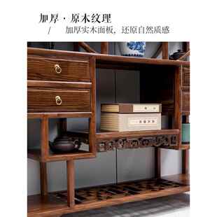 圆形博古架实木中式多宝阁展示柜茶叶茶具隔断古董架金花梨1.3米