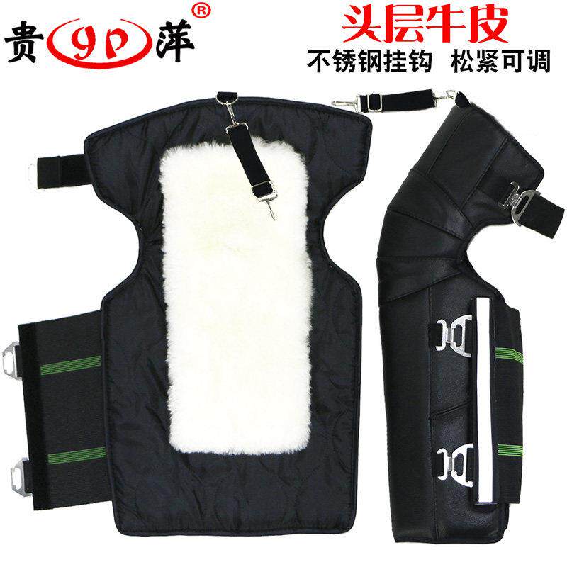 牛皮机车保暖电动车防风护膝真皮加厚加绒骑行防寒护腿男女冬季