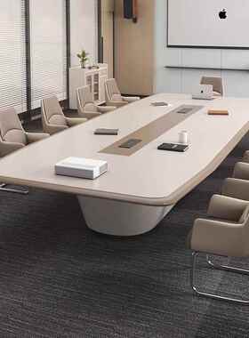 大烤漆会桌长桌简约现JZ-CZ03代型洽谈桌轻奢气会议大室议椭圆形