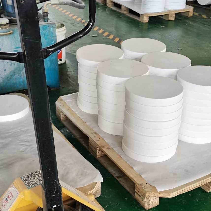 白色玻纤改性四氟圆板非标定制铁氟龙PTFE模压板聚四氟乙烯圆板材