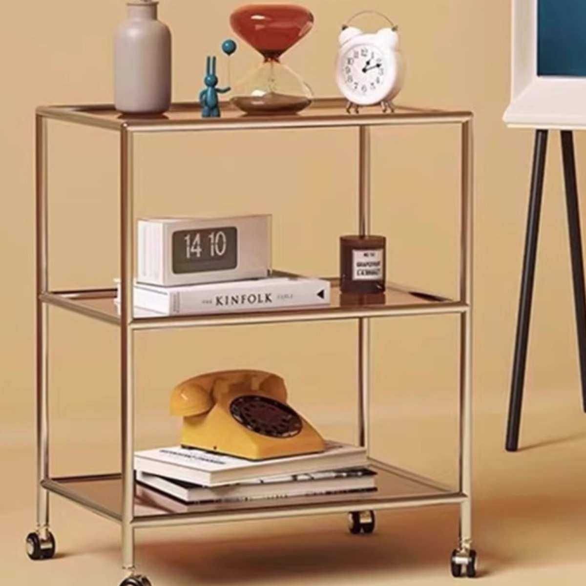 中古钢化玻璃置物架不锈钢ins小推车带轮茶几 可移动沙发边几餐车,住宅家具,其他架类,淘宝优惠券,粉丝福利购,淘宝优惠卷